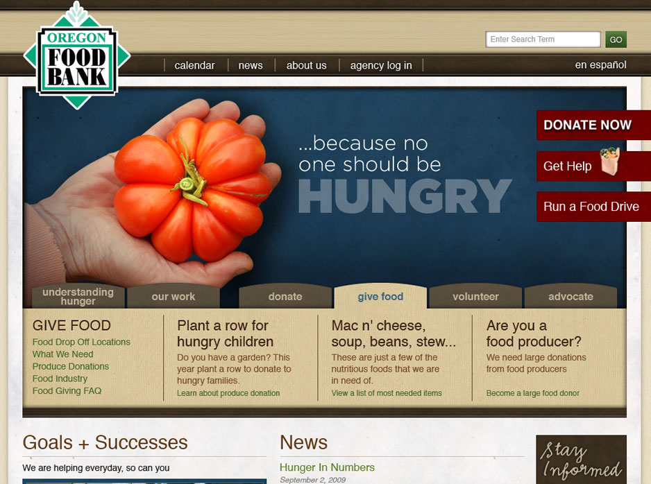 Oregon Food Bank Home Page