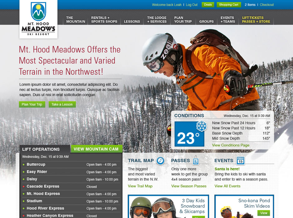 Mt. Hood Meadows Ski Resort Home Page Main Image Option 1