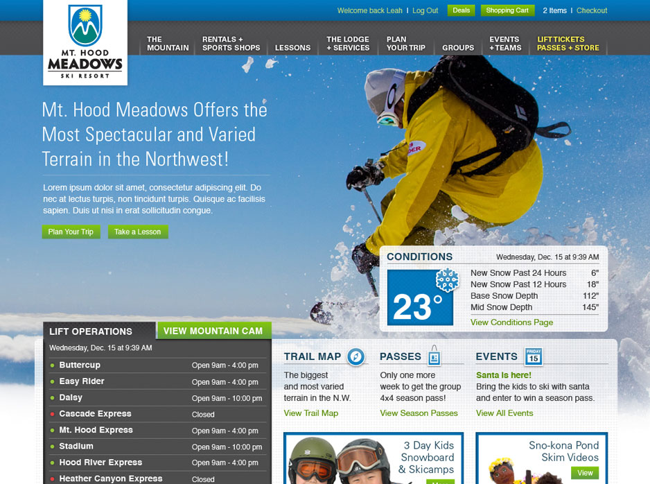 Mt. Hood Meadows Ski Resort Home Page Main Image Option 2