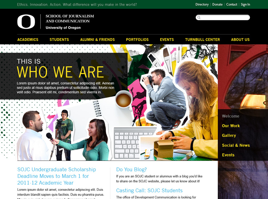 U of O: School of Journalism Welcome Page