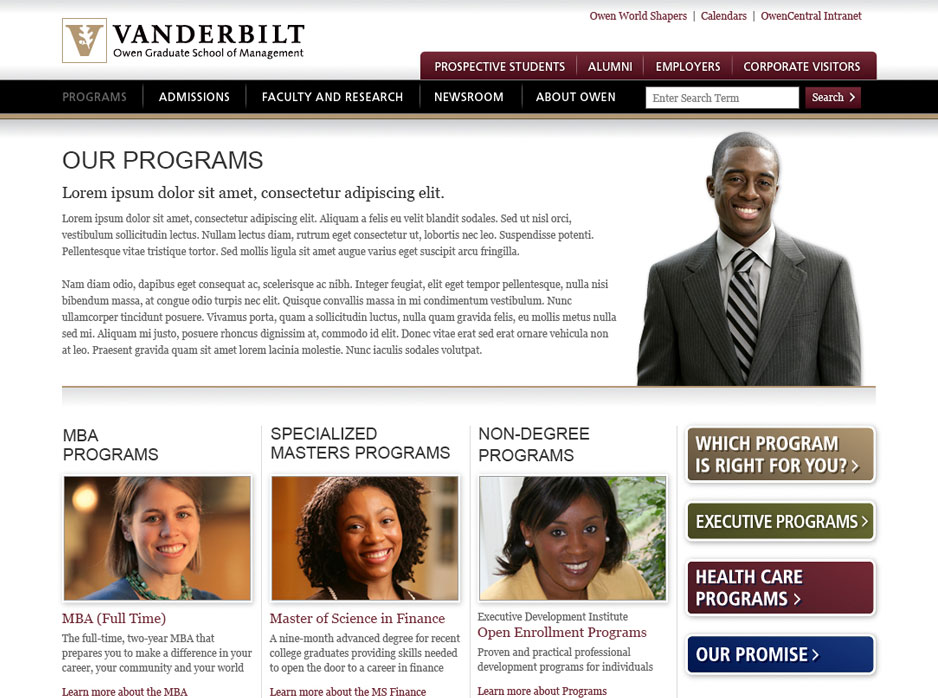 Vanderbilt Graduate School of Management Our Programs Page